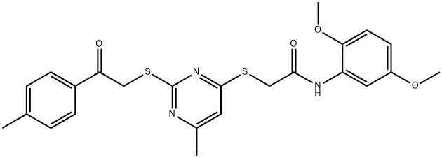 N-(2,5-dimethoxyphenyl)-2-[(6-methyl-2-{[2-(4-methylphenyl)-2-oxoethyl]sulfanyl}-4-pyrimidinyl)sulfanyl]acetamide Structure