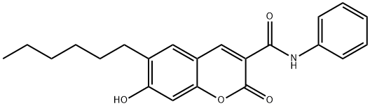 6-hexyl-7-hydroxy-2-oxo-N-phenyl-2H-chromene-3-carboxamide 结构式