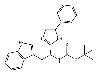 (S) 2-(1H-吲哚-3-基)-1-(4-苯基-1H-咪唑-2-基)乙基氨基甲酸叔丁酯, 335243-50-0, 结构式