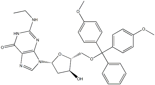 5'-O-(Dimethoxytrityl)-N2-ethyl-2'-deoxyguanosine Structure