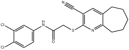 2-[(3-cyano-6,7,8,9-tetrahydro-5H-cyclohepta[b]pyridin-2-yl)sulfanyl]-N-(3,4-dichlorophenyl)acetamide Structure
