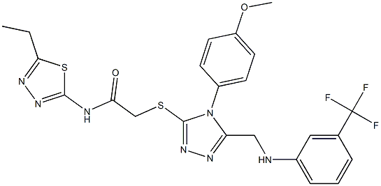 N-(5-ethyl-1,3,4-thiadiazol-2-yl)-2-[(4-(4-methoxyphenyl)-5-{[3-(trifluoromethyl)anilino]methyl}-4H-1,2,4-triazol-3-yl)sulfanyl]acetamide Structure