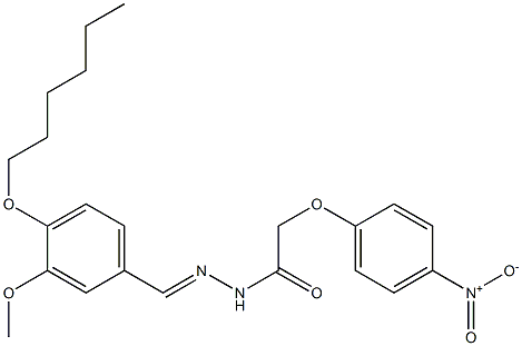 N'-[4-(hexyloxy)-3-methoxybenzylidene]-2-{4-nitrophenoxy}acetohydrazide Struktur