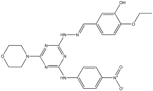 4-ethoxy-3-hydroxybenzaldehyde [4-{4-nitroanilino}-6-(4-morpholinyl)-1,3,5-triazin-2-yl]hydrazone Struktur