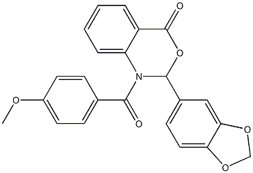 2-(1,3-benzodioxol-5-yl)-1-(4-methoxybenzoyl)-1,2-dihydro-4H-3,1-benzoxazin-4-one Structure
