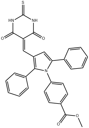 methyl 4-{3-[(4,6-dioxo-2-thioxotetrahydro-5(2H)-pyrimidinylidene)methyl]-2,5-diphenyl-1H-pyrrol-1-yl}benzoate Struktur