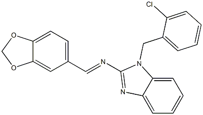 N-(1,3-benzodioxol-5-ylmethylene)-N-[1-(2-chlorobenzyl)-1H-benzimidazol-2-yl]amine 化学構造式