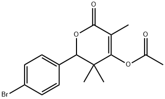 2-(4-bromophenyl)-3,3,5-trimethyl-6-oxo-3,6-dihydro-2H-pyran-4-yl acetate Structure