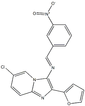 6-chloro-2-(2-furyl)-3-({3-nitrobenzylidene}amino)imidazo[1,2-a]pyridine 化学構造式