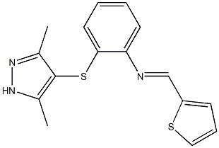 353263-92-0 N-{2-[(3,5-dimethyl-1H-pyrazol-4-yl)sulfanyl]phenyl}-N-(2-thienylmethylene)amine