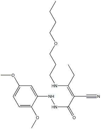 3-[(3-butoxypropyl)amino]-2-cyano-N'-(2,5-dimethoxyphenyl)-2-pentenohydrazide 化学構造式
