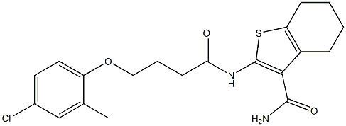 2-{[4-(4-chloro-2-methylphenoxy)butanoyl]amino}-4,5,6,7-tetrahydro-1-benzothiophene-3-carboxamide Structure