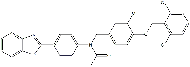 N-[4-(1,3-benzoxazol-2-yl)phenyl]-N-{4-[(2,6-dichlorobenzyl)oxy]-3-methoxybenzyl}acetamide Structure