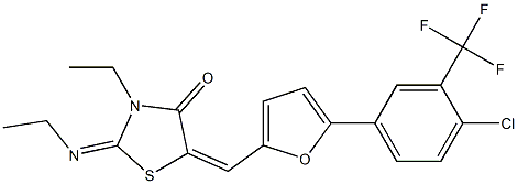 5-({5-[4-chloro-3-(trifluoromethyl)phenyl]-2-furyl}methylene)-3-ethyl-2-(ethylimino)-1,3-thiazolidin-4-one|