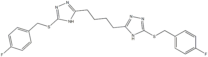 3-[(4-fluorobenzyl)sulfanyl]-5-(4-{5-[(4-fluorobenzyl)sulfanyl]-4H-1,2,4-triazol-3-yl}butyl)-4H-1,2,4-triazole Struktur