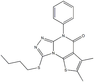8-(butylsulfanyl)-2,3-dimethyl-5-phenylthieno[3,2-e][1,2,4]triazolo[4,3-a]pyrimidin-4(5H)-one,354549-27-2,结构式