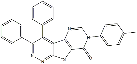 7-(4-methylphenyl)-3,4-diphenylpyrimido[4',5':4,5]thieno[2,3-c]pyridazin-8(7H)-one 化学構造式