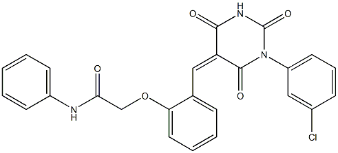 2-{2-[(1-(3-chlorophenyl)-2,4,6-trioxotetrahydro-5(2H)-pyrimidinylidene)methyl]phenoxy}-N-phenylacetamide Structure