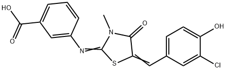 3-{[5-(3-chloro-4-hydroxybenzylidene)-3-methyl-4-oxo-1,3-thiazolidin-2-ylidene]amino}benzoic acid,355820-92-7,结构式