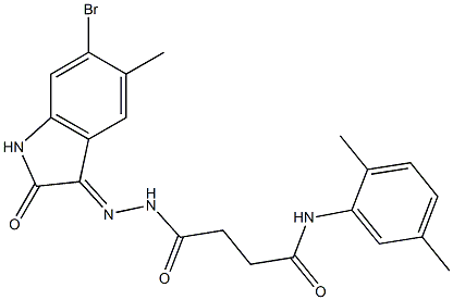 4-[2-(6-bromo-5-methyl-2-oxo-1,2-dihydro-3H-indol-3-ylidene)hydrazino]-N-(2,5-dimethylphenyl)-4-oxobutanamide,356523-15-4,结构式