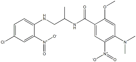 N-(2-{4-chloro-2-nitroanilino}-1-methylethyl)-4-(dimethylamino)-5-nitro-2-methoxybenzamide 化学構造式