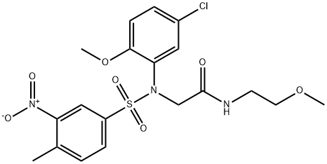 2-[5-chloro({3-nitro-4-methylphenyl}sulfonyl)-2-methoxyanilino]-N-(2-methoxyethyl)acetamide Structure