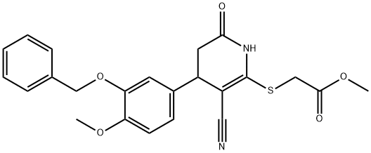 methyl ({4-[3-(benzyloxy)-4-methoxyphenyl]-3-cyano-6-oxo-1,4,5,6-tetrahydro-2-pyridinyl}sulfanyl)acetate Structure