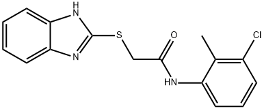 2-(1H-benzimidazol-2-ylsulfanyl)-N-(3-chloro-2-methylphenyl)acetamide Struktur