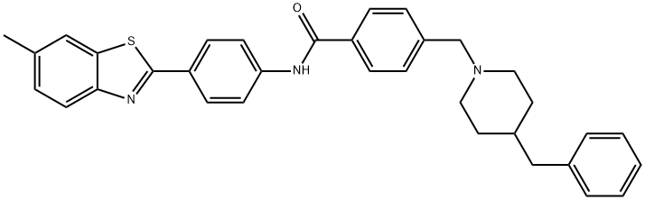 4-[(4-benzylpiperidin-1-yl)methyl]-N-[4-(6-methyl-1,3-benzothiazol-2-yl)phenyl]benzamide Structure