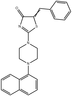 5-benzylidene-2-[4-(1-naphthyl)-1-piperazinyl]-1,3-thiazol-4(5H)-one 化学構造式