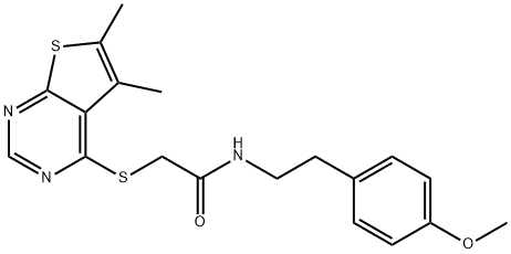 2-[(5,6-dimethylthieno[2,3-d]pyrimidin-4-yl)sulfanyl]-N-[2-(4-methoxyphenyl)ethyl]acetamide Struktur