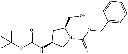 tert-butyl (3S,5S)-1-((benzyloxy)carbonyl)-5-(hydroxymethyl)pyrrolidin-3-ylcarbamate Structure