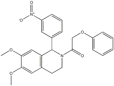 1-{3-nitrophenyl}-6,7-dimethoxy-2-(phenoxyacetyl)-1,2,3,4-tetrahydroisoquinoline Structure