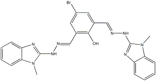 5-bromo-2-hydroxyisophthalaldehyde bis[(1-methyl-1H-benzimidazol-2-yl)hydrazone] 结构式