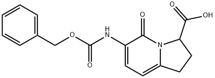 6-(((benzyloxy)carbonyl)amino)-5-oxo-1,2,3,5-tetrahydroindolizine-3-carboxylic acid 化学構造式