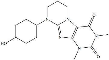 9-(4-hydroxycyclohexyl)-1,3-dimethyl-6,7,8,9-tetrahydropyrimido[2,1-f]purine-2,4(1H,3H)-dione 化学構造式