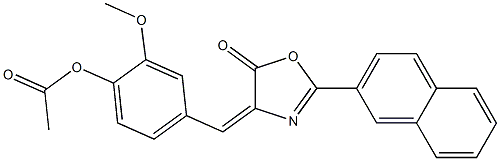 2-methoxy-4-[(2-(2-naphthyl)-5-oxo-1,3-oxazol-4(5H)-ylidene)methyl]phenyl acetate 化学構造式