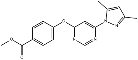 Methyl 4-((6-(3,5-dimethyl-1H-pyrazol-1-yl)pyrimidin-4-yl)oxy)benzoate 化学構造式