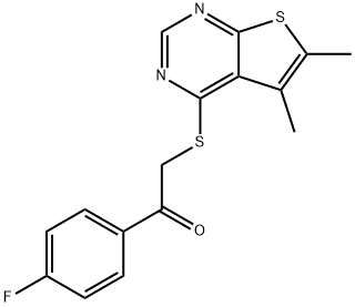 2-((5,6-二甲基噻吩并[2,3-D]嘧啶-4-基)硫基)-1-(4-氟苯基)乙酮, 421578-46-3, 结构式