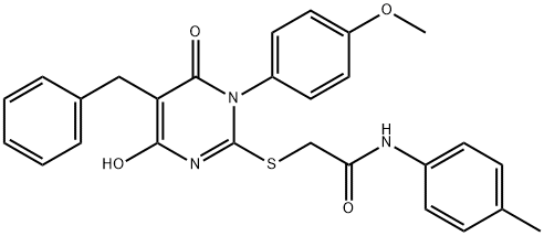 2-{[5-benzyl-4-hydroxy-1-(4-methoxyphenyl)-6-oxo-1,6-dihydropyrimidin-2-yl]sulfanyl}-N-(4-methylphenyl)acetamide|