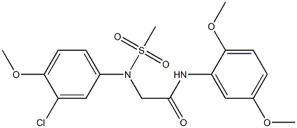 2-[3-chloro-4-methoxy(methylsulfonyl)anilino]-N-(2,5-dimethoxyphenyl)acetamide 化学構造式