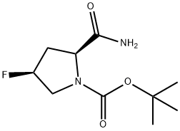 (2S,4S)-tert-Butyl 2-carbamoyl-4-fluoropyrrolidine-1-carboxylate 化学構造式