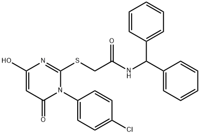 N-benzhydryl-2-{[1-(4-chlorophenyl)-4-hydroxy-6-oxo-1,6-dihydropyrimidin-2-yl]sulfanyl}acetamide Struktur