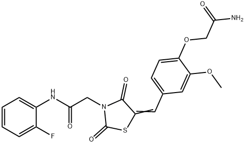 2-{5-[4-(2-amino-2-oxoethoxy)-3-methoxybenzylidene]-2,4-dioxo-1,3-thiazolidin-3-yl}-N-(2-fluorophenyl)acetamide,431912-73-1,结构式