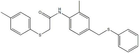 2-[(4-methylphenyl)sulfanyl]-N-{2-methyl-4-[(phenylsulfanyl)methyl]phenyl}acetamide Structure