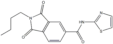 2-butyl-1,3-dioxo-N-(1,3-thiazol-2-yl)isoindoline-5-carboxamide,434290-65-0,结构式