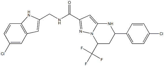 N-[(5-chloro-1H-indol-2-yl)methyl]-5-(4-chlorophenyl)-7-(trifluoromethyl)-4,5,6,7-tetrahydropyrazolo[1,5-a]pyrimidine-2-carboxamide Structure