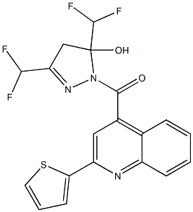 3,5-bis(difluoromethyl)-1-{[2-(2-thienyl)-4-quinolinyl]carbonyl}-4,5-dihydro-1H-pyrazol-5-ol 结构式