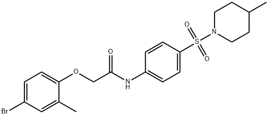 2-(4-bromo-2-methylphenoxy)-N-{4-[(4-methyl-1-piperidinyl)sulfonyl]phenyl}acetamide 结构式