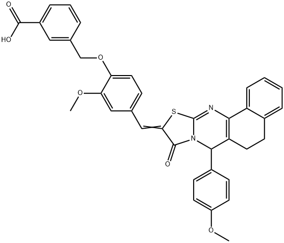 3-({2-methoxy-4-[(7-(4-methoxyphenyl)-9-oxo-5,7-dihydro-6H-benzo[h][1,3]thiazolo[2,3-b]quinazolin-10(9H)-ylidene)methyl]phenoxy}methyl)benzoic acid|